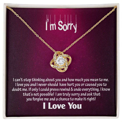 Am Sorry-I Love You, Love Knot Necklace, Jewelry Gift