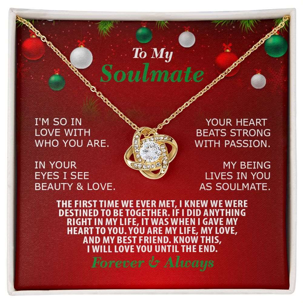 Christmas-Soulmate-Forever Always, Love Knot Necklace, Jewelry Gift