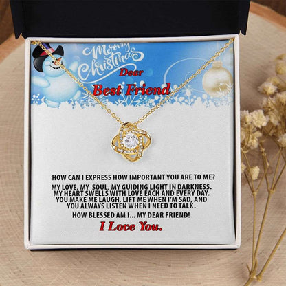 Christmas, Dear Best Friend, I Love You, Love Knot Necklace, Jewelry Gift