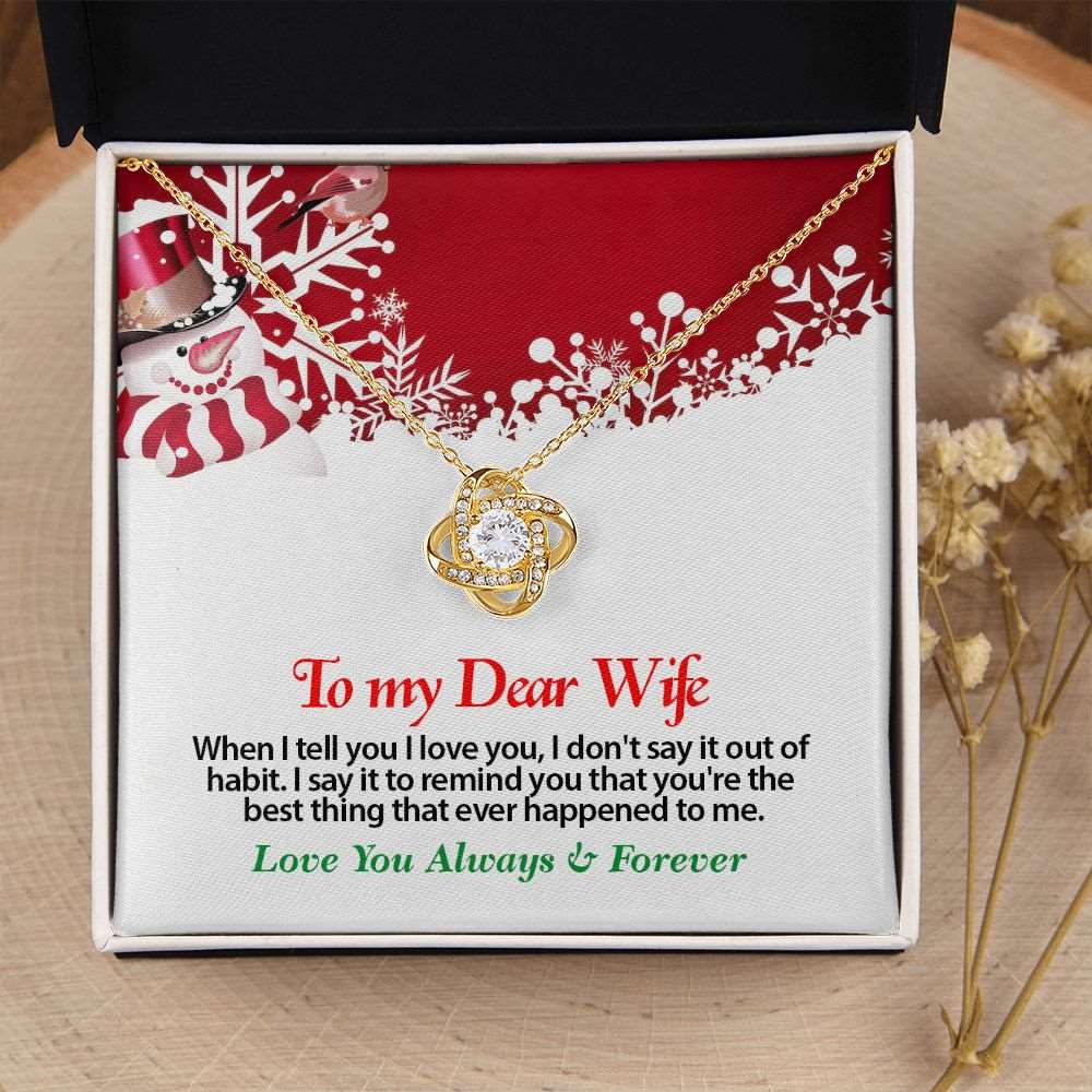 Christmas, To My Dear Wife, Love Always, Love Knot Necklace, Jewelry Gift