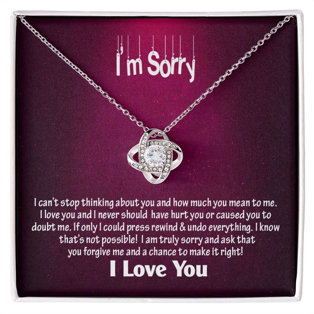 Am Sorry-I Love You, Love Knot Necklace, Jewelry Gift