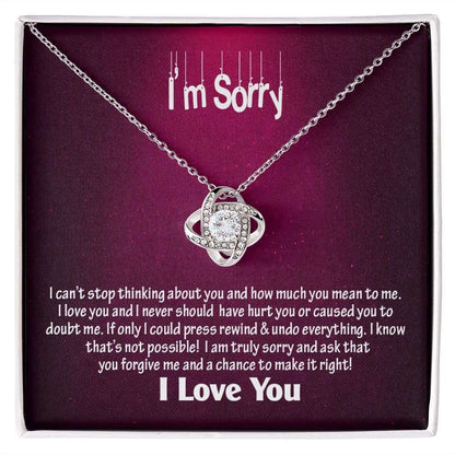 Am Sorry-I Love You, Love Knot Necklace, Jewelry Gift
