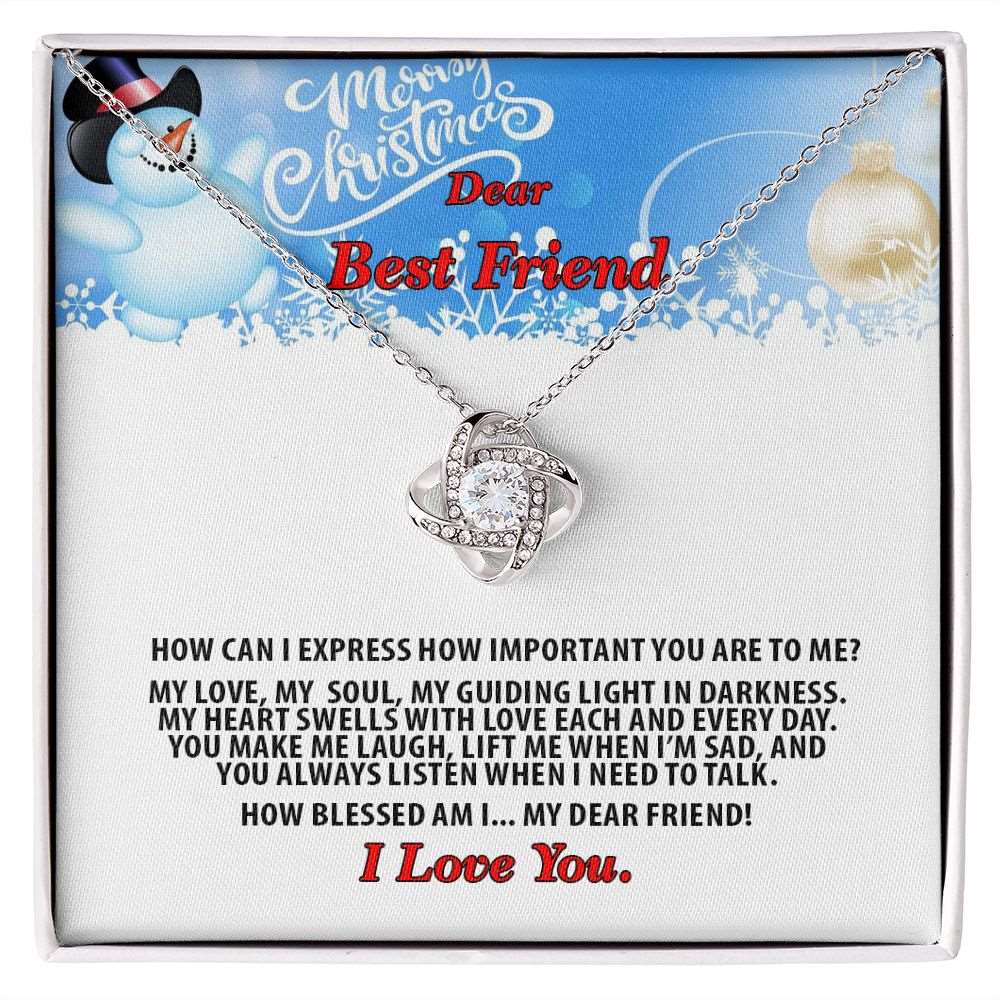 Christmas, Dear Best Friend, I Love You, Love Knot Necklace, Jewelry Gift