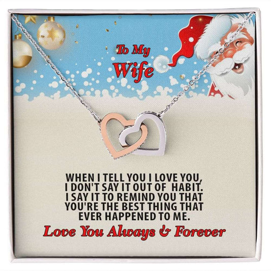 Christmas, To My Dear Wife, Love You Always, Interlocking Hearts Necklace, Jewelry Gift