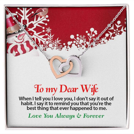 Christmas, To My Dear Wife, Love You Always, Interlocking Hearts Necklace, Jewelry Gift