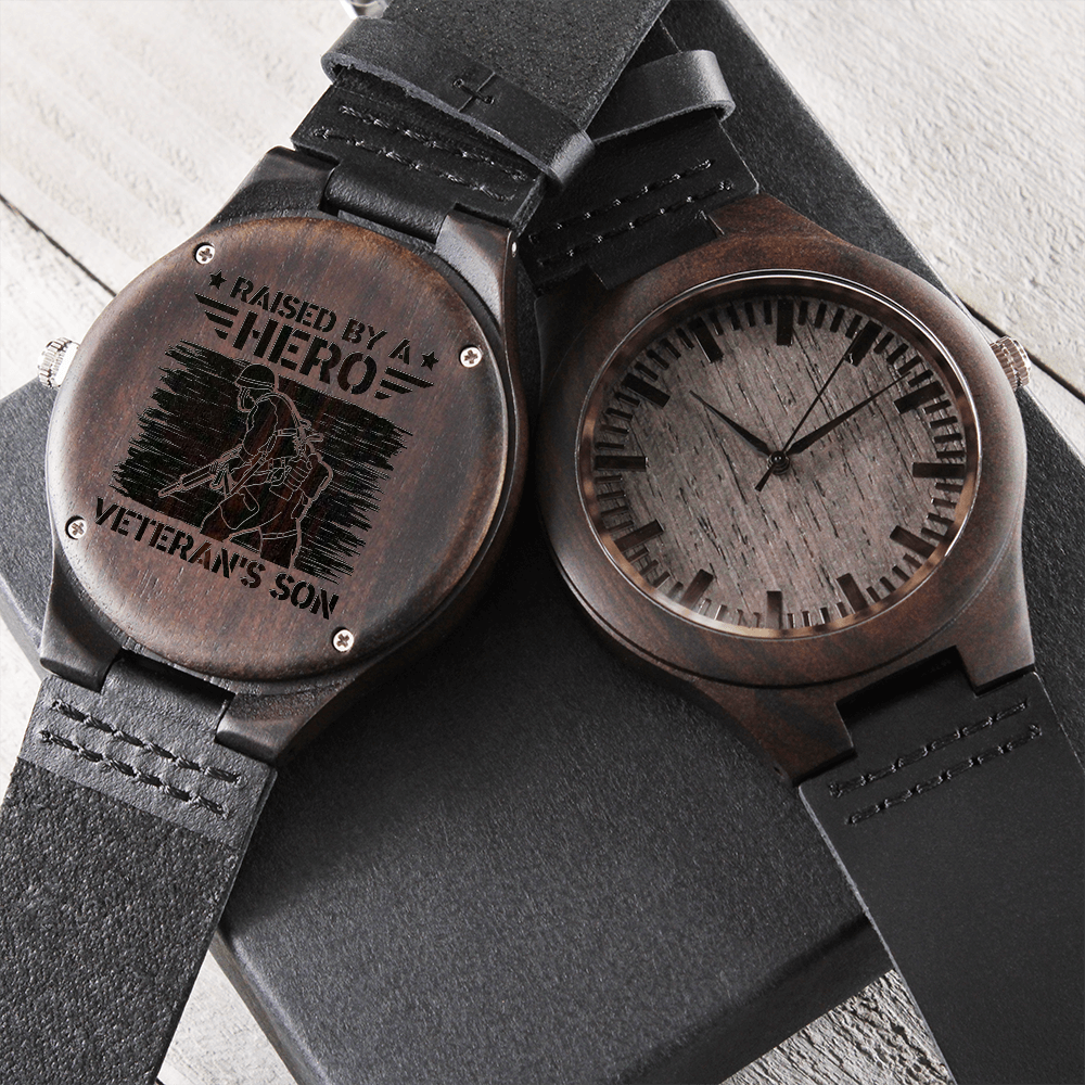 Engraved Wooden Watch, Hero, Veteran's Son, Veteran - YERTIZZ.COM