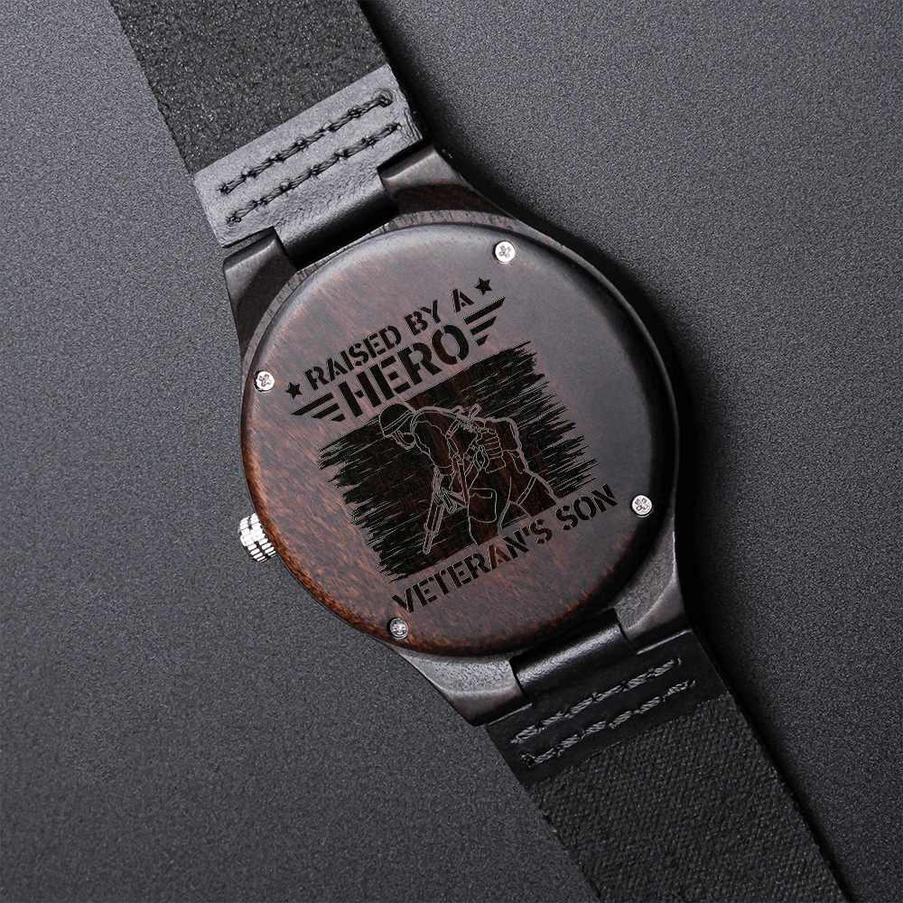 Engraved Wooden Watch, Hero, Veteran's Son, Veteran - YERTIZZ.COM