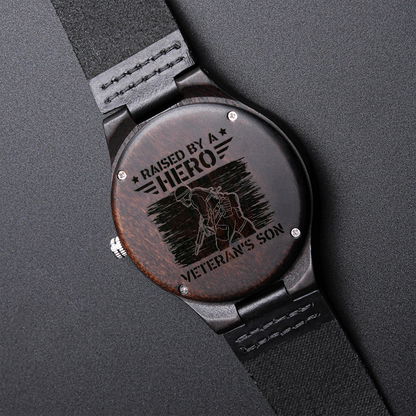 Engraved Wooden Watch, Hero, Veteran's Son, Veteran - YERTIZZ.COM