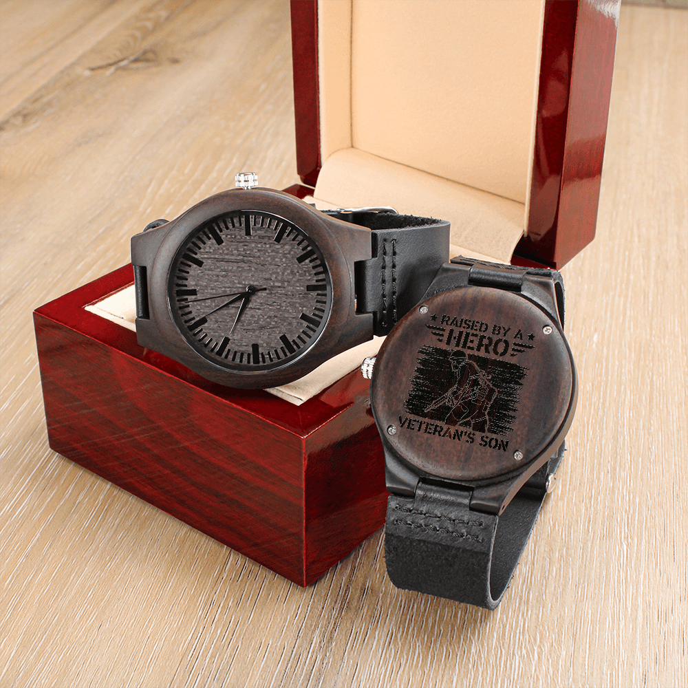Engraved Wooden Watch, Hero, Veteran's Son, Veteran - YERTIZZ.COM