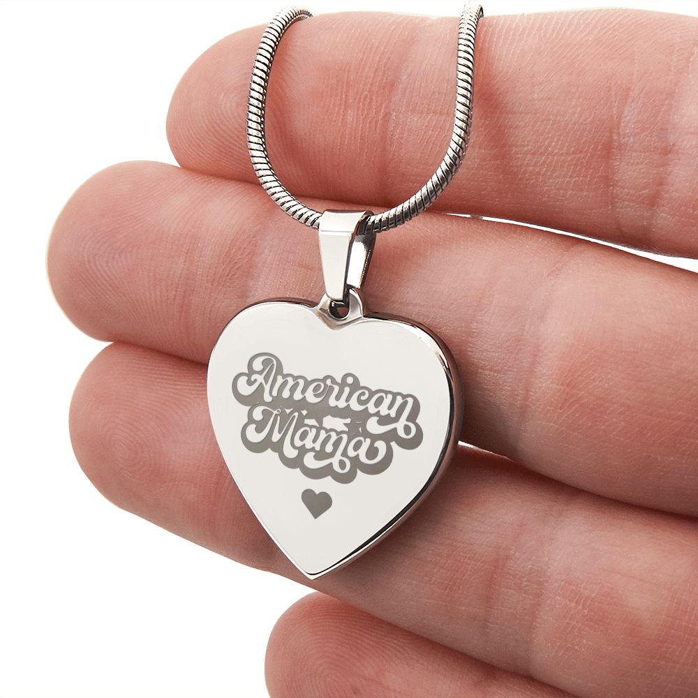 American Mama, Engraved Heart Pendant - YERTIZZ.COM