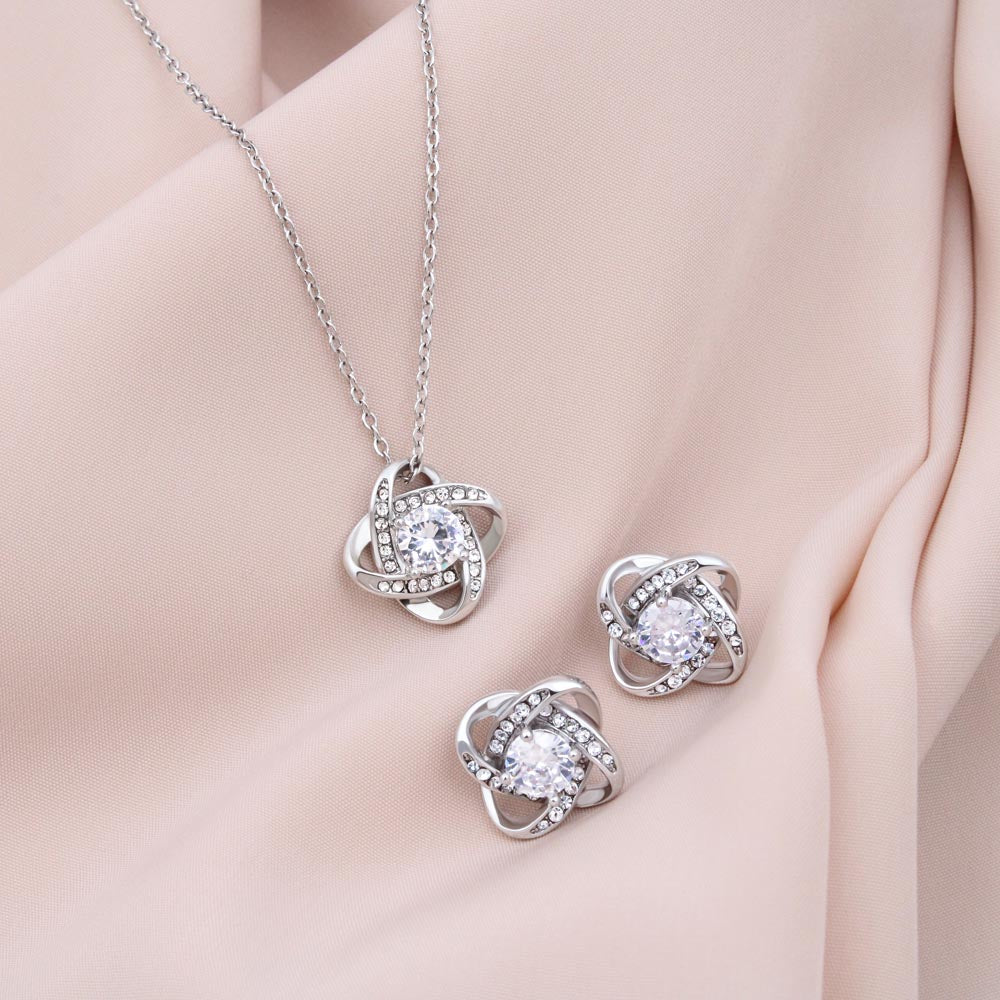 Love Knot Necklace, Mom, PLUS Earing Set, Mother's Day, Jewelry Gift, From Daughter, To Mom, Love Always Daughter