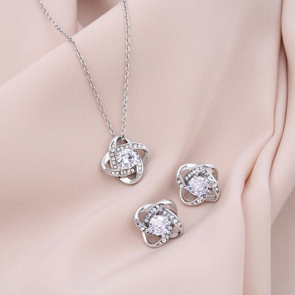 Love Knot Necklace, Mom, PLUS Earing Set, Mother's Day, Jewelry Gift, From Daughter, To Mom, Love Always Daughter