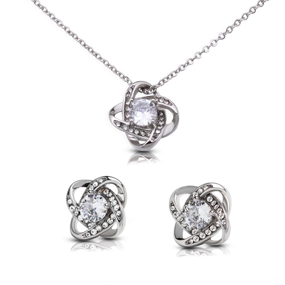 Love Knot Necklace, Mom, PLUS Earing Set, Mother's Day, Jewelry Gift, From Daughter, To Mom, Love Always Daughter