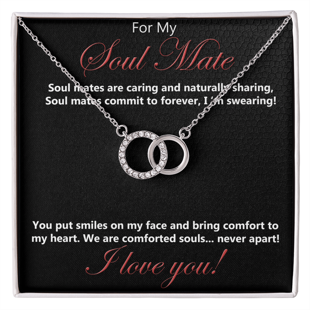 Soul mate, Necklace, Soulmates, Perfect Pair Necklace, Gift, Jewelry, Cubic Zirconia, Crystals, For my, To Soulmate, White Gold over stainless steel, Embellished CZ crystals