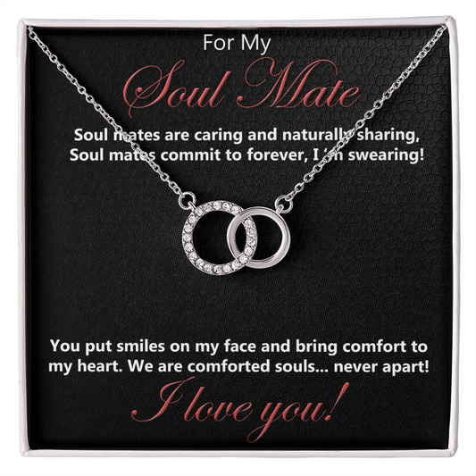 Soul mate, Necklace, Soulmates, Perfect Pair Necklace, Gift, Jewelry, Cubic Zirconia, Crystals, For my, To Soulmate, White Gold over stainless steel, Embellished CZ crystals