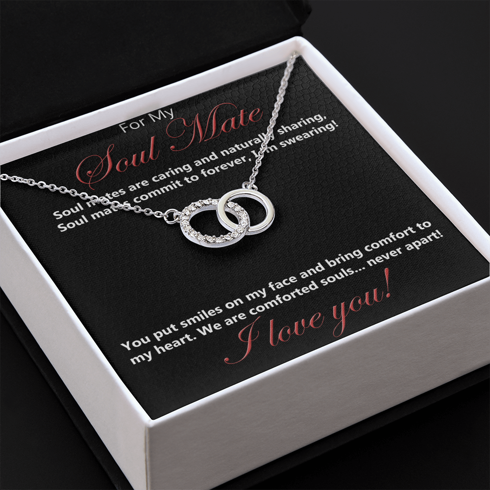 Soul mate, Necklace, Soulmates, Perfect Pair Necklace, Gift, Jewelry, Cubic Zirconia, Crystals, For my, To Soulmate, White Gold over stainless steel, Embellished CZ crystals