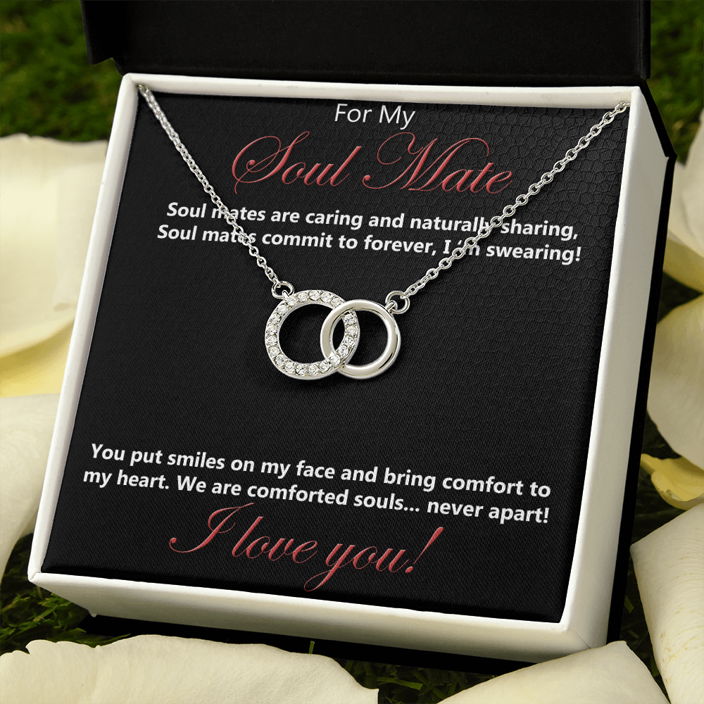 Soul mate, Necklace, Soulmates, Perfect Pair Necklace, Gift, Jewelry, Cubic Zirconia, Crystals, For my, To Soulmate, White Gold over stainless steel, Embellished CZ crystals