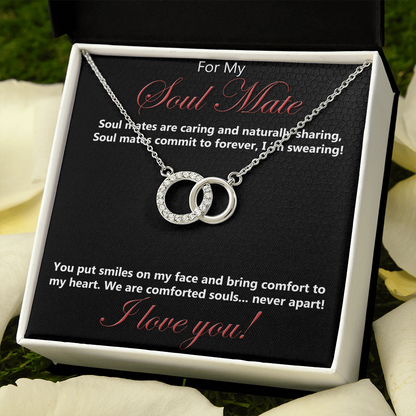 Soul mate, Necklace, Soulmates, Perfect Pair Necklace, Gift, Jewelry, Cubic Zirconia, Crystals, For my, To Soulmate, White Gold over stainless steel, Embellished CZ crystals
