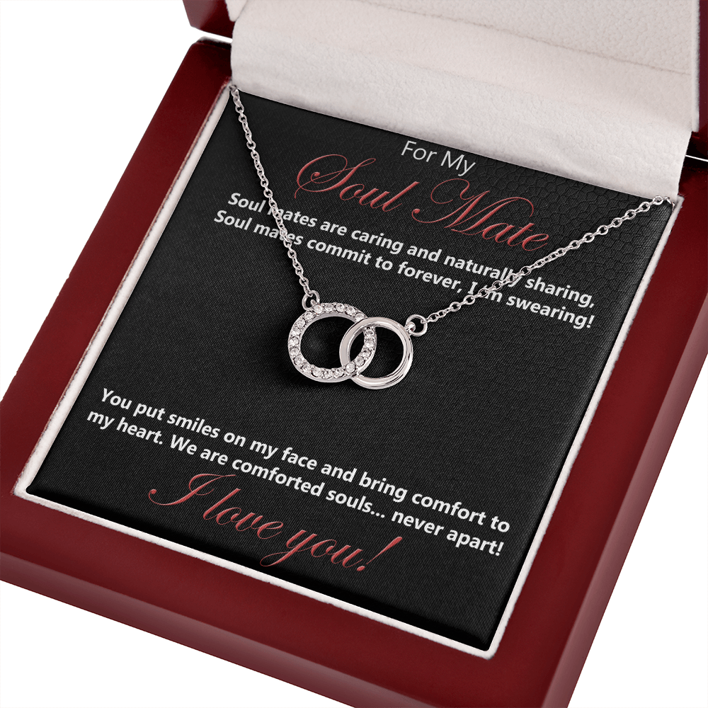 Soul mate, Necklace, Soulmates, Perfect Pair Necklace, Gift, Jewelry, Cubic Zirconia, Crystals, For my, To Soulmate, White Gold over stainless steel, Embellished CZ crystals
