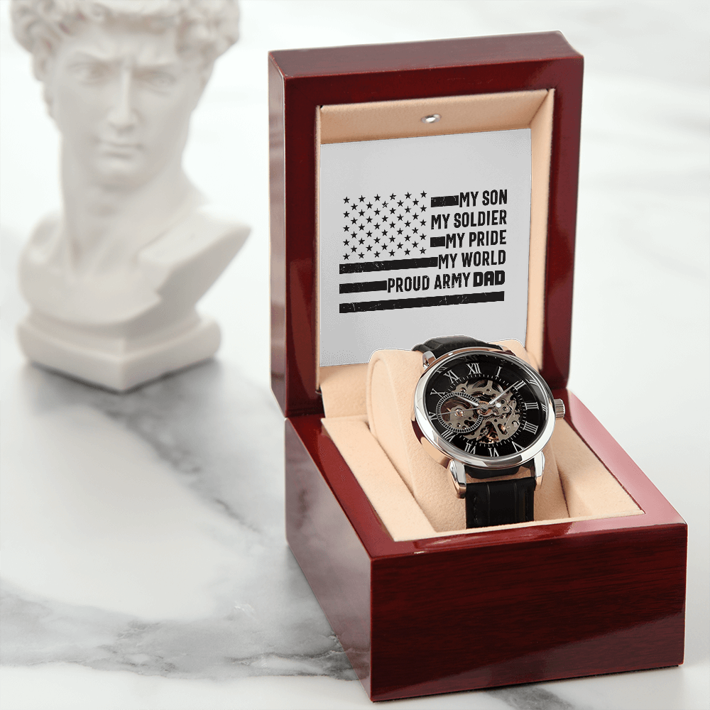 My Son My Soldier My Pride My World, Men's Openwork Watch For My Son - YERTIZZ.COM