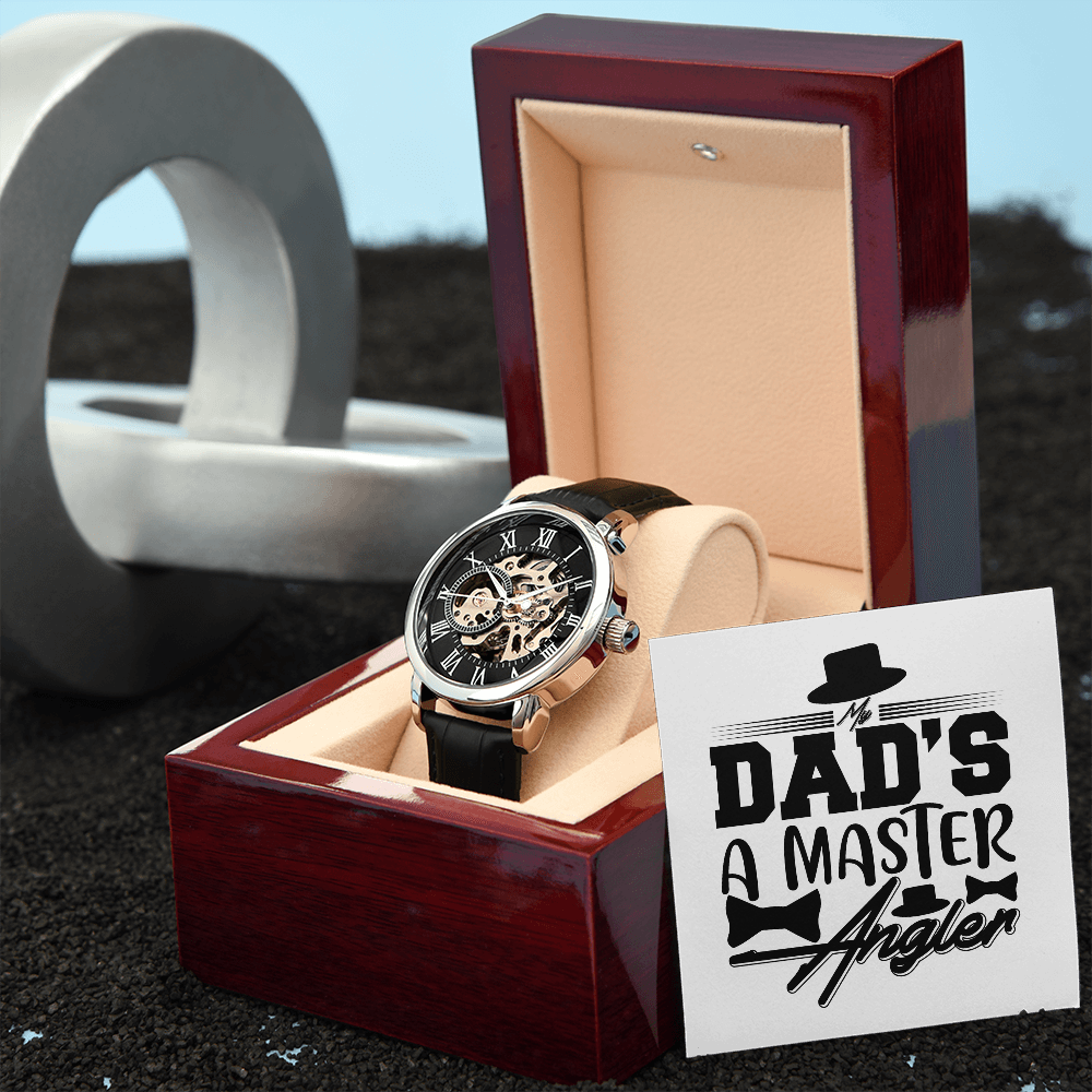 My Dad's a Master Angler, Men's Openwork Watch Gift For Dad - YERTIZZ.COM