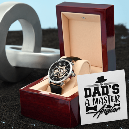 My Dad's a Master Angler, Men's Openwork Watch Gift For Dad - YERTIZZ.COM