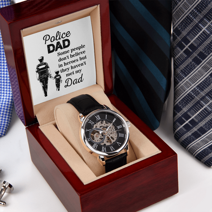 Police Dad Watch, Men's Openwork Watch, Birthday Watch For Dad - YERTIZZ.COM