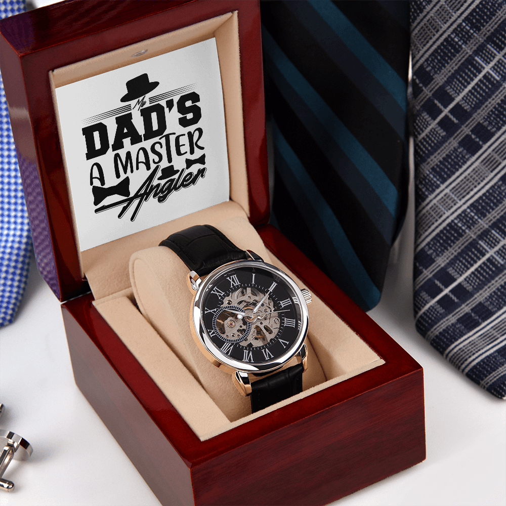 My Dad's a Master Angler, Men's Openwork Watch Gift For Dad - YERTIZZ.COM