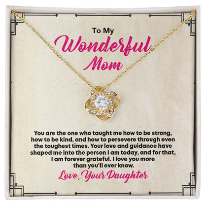 To My Wonderful Mom, Love Knot Necklace - YERTIZZ.COM