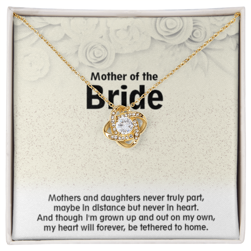 Love Knot Necklace (18K Yellow Gold & 14K White Gold Variants, Jewelry, Gift, Mahogany Style Luxury Box Available, Mother of the Bride - YERTIZZ.COM