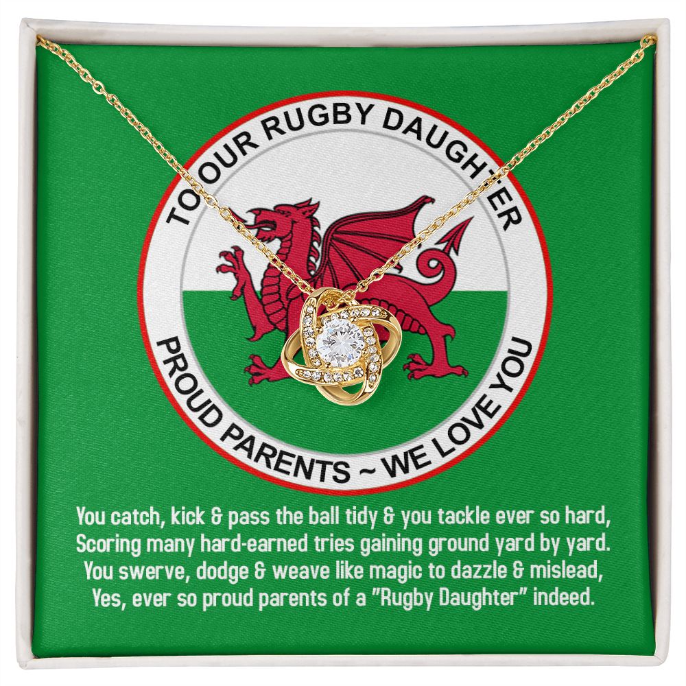 To Our Rugby Daughter, Love Knot Necklace - YERTIZZ.COM