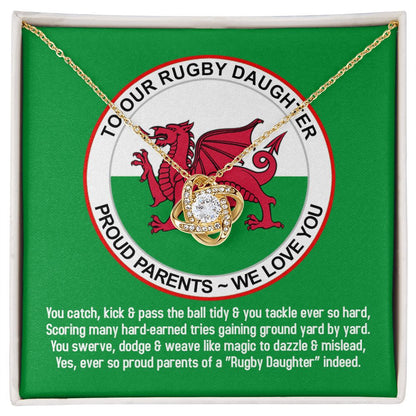 To Our Rugby Daughter, Love Knot Necklace - YERTIZZ.COM