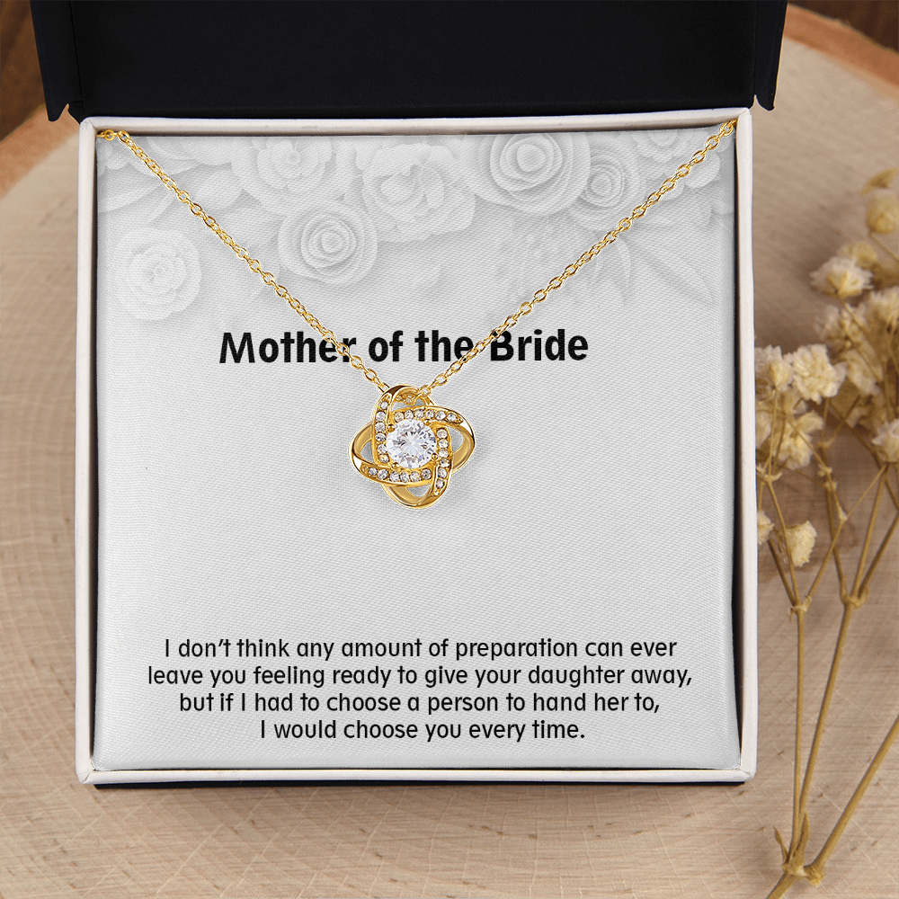 Love Knot Necklace (18K Yellow Gold & 14K White Gold Variants, Jewelry, Gift, Mahogany Style Luxury Box Available, Mother of the Bride - YERTIZZ.COM
