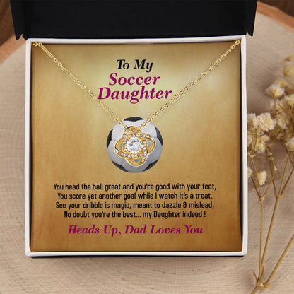 To My Soccer Daughter, Love Knot Necklace, Jewelry Gift - YERTIZZ.COM