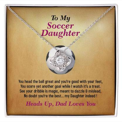 To My Soccer Daughter, Love Knot Necklace, Jewelry Gift - YERTIZZ.COM