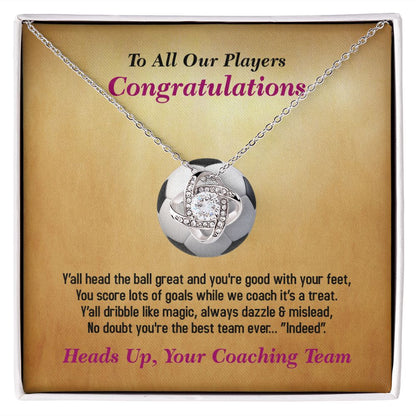 To All Our Players-From Coaching Team, Love Knot Necklace, Jewelry Gift - YERTIZZ.COM