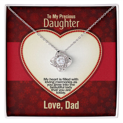 To My Precious Daughter, Love Knot Necklace, Jewelry, Gift - YERTIZZ.COM