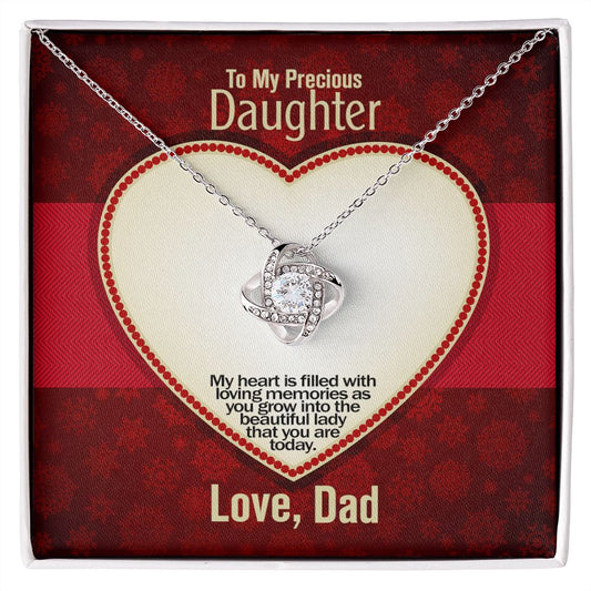 To My Precious Daughter, Love Knot Necklace, Jewelry, Gift - YERTIZZ.COM