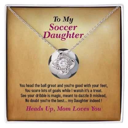To My Soccer Daughter, Love Knot Necklace, Jewelry Gift - YERTIZZ.COM