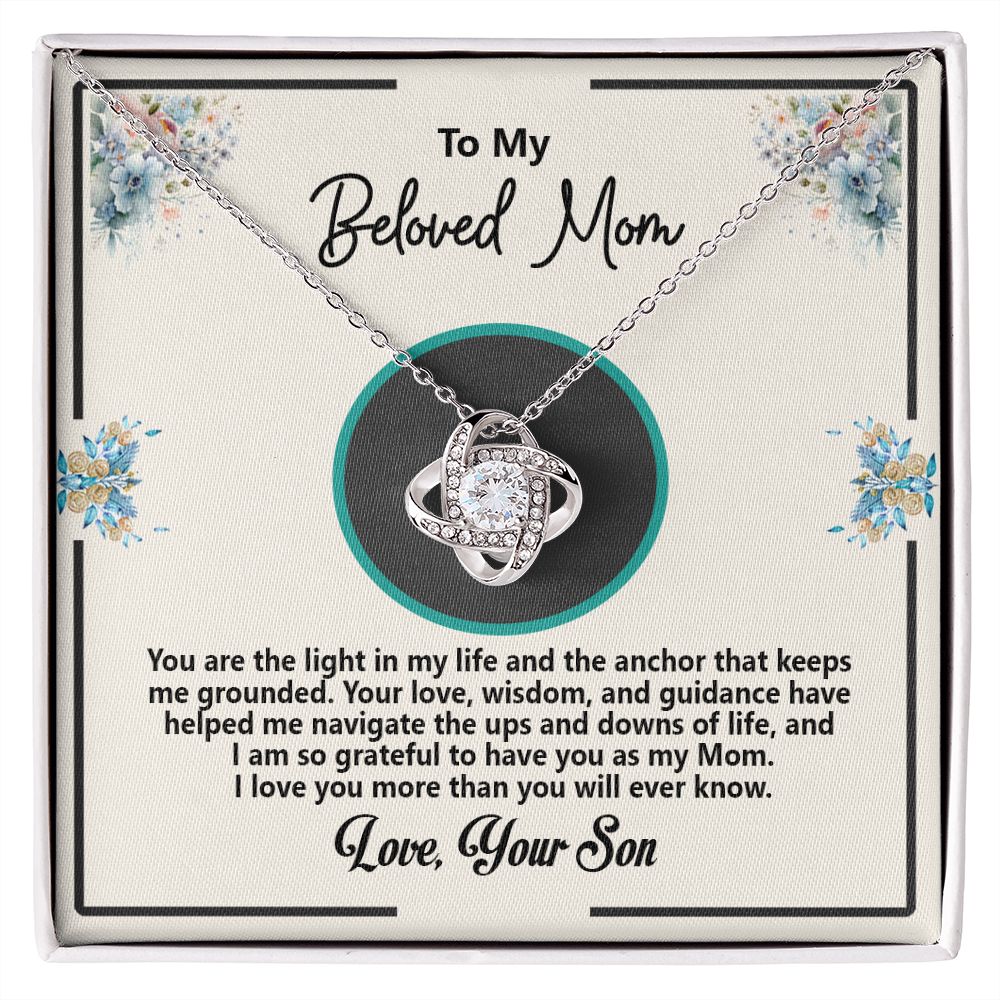 To My Beloved Mom, Love Your Son, Love Knot Necklace - YERTIZZ.COM