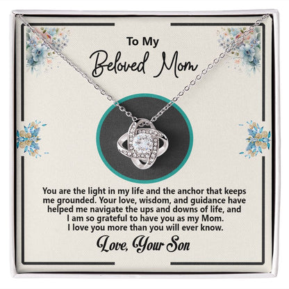 To My Beloved Mom, Love Your Son, Love Knot Necklace - YERTIZZ.COM