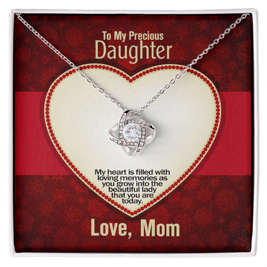To My Precious Daughter, Love Knot Necklace, Jewelry, Gift - YERTIZZ.COM
