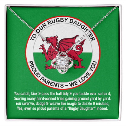 To Our Rugby Daughter, Love Knot Necklace - YERTIZZ.COM