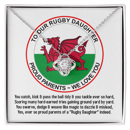 To Our Rugby Daughter, Love Knot Necklace - YERTIZZ.COM