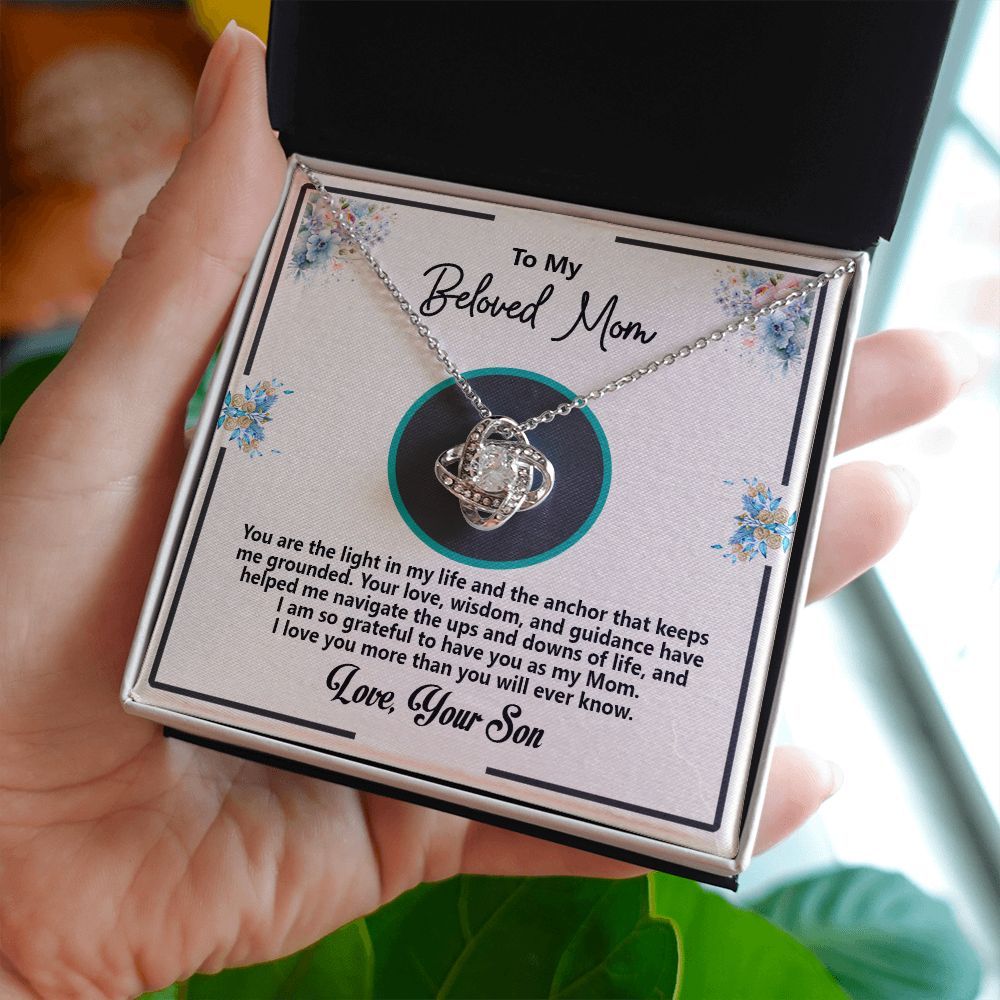 To My Beloved Mom, Love Your Son, Love Knot Necklace - YERTIZZ.COM