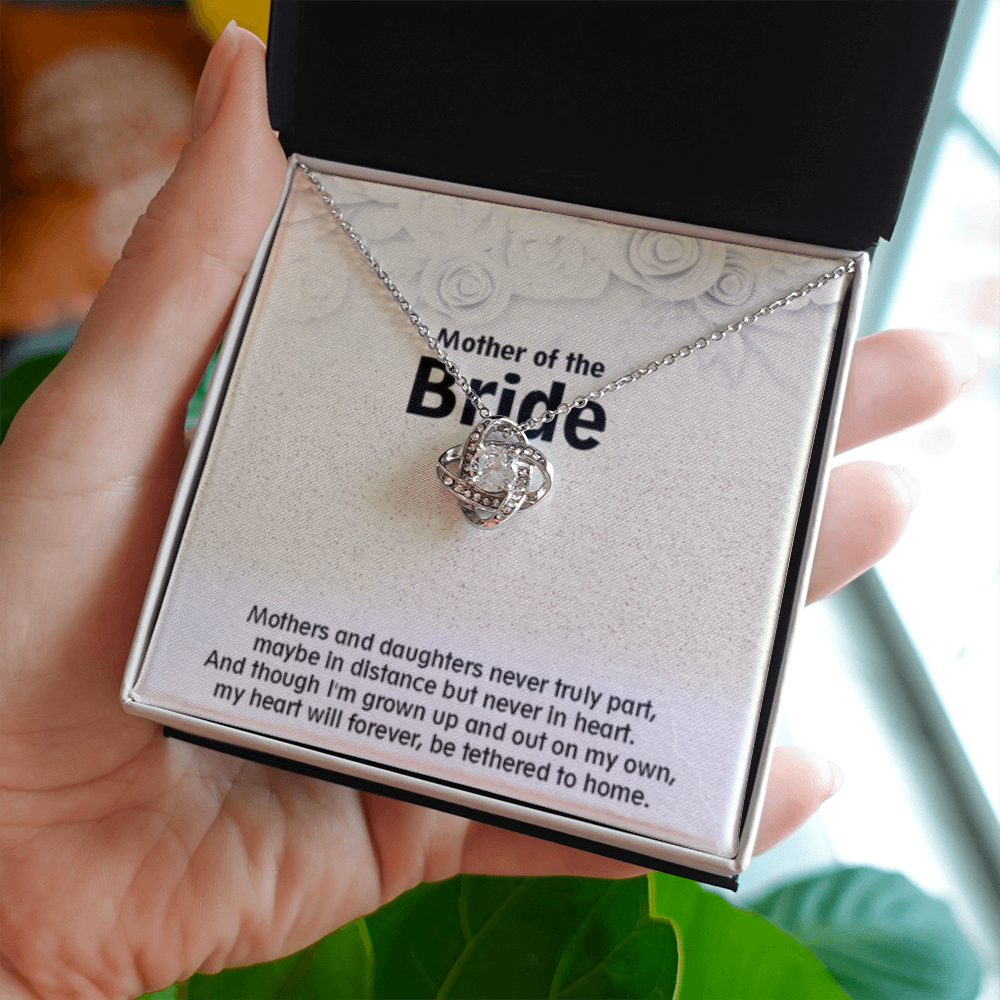 Love Knot Necklace (18K Yellow Gold & 14K White Gold Variants, Jewelry, Gift, Mahogany Style Luxury Box Available, Mother of the Bride - YERTIZZ.COM