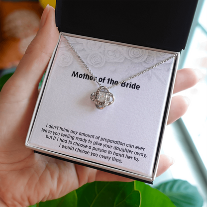 Love Knot Necklace (18K Yellow Gold & 14K White Gold Variants, Jewelry, Gift, Mahogany Style Luxury Box Available, Mother of the Bride - YERTIZZ.COM