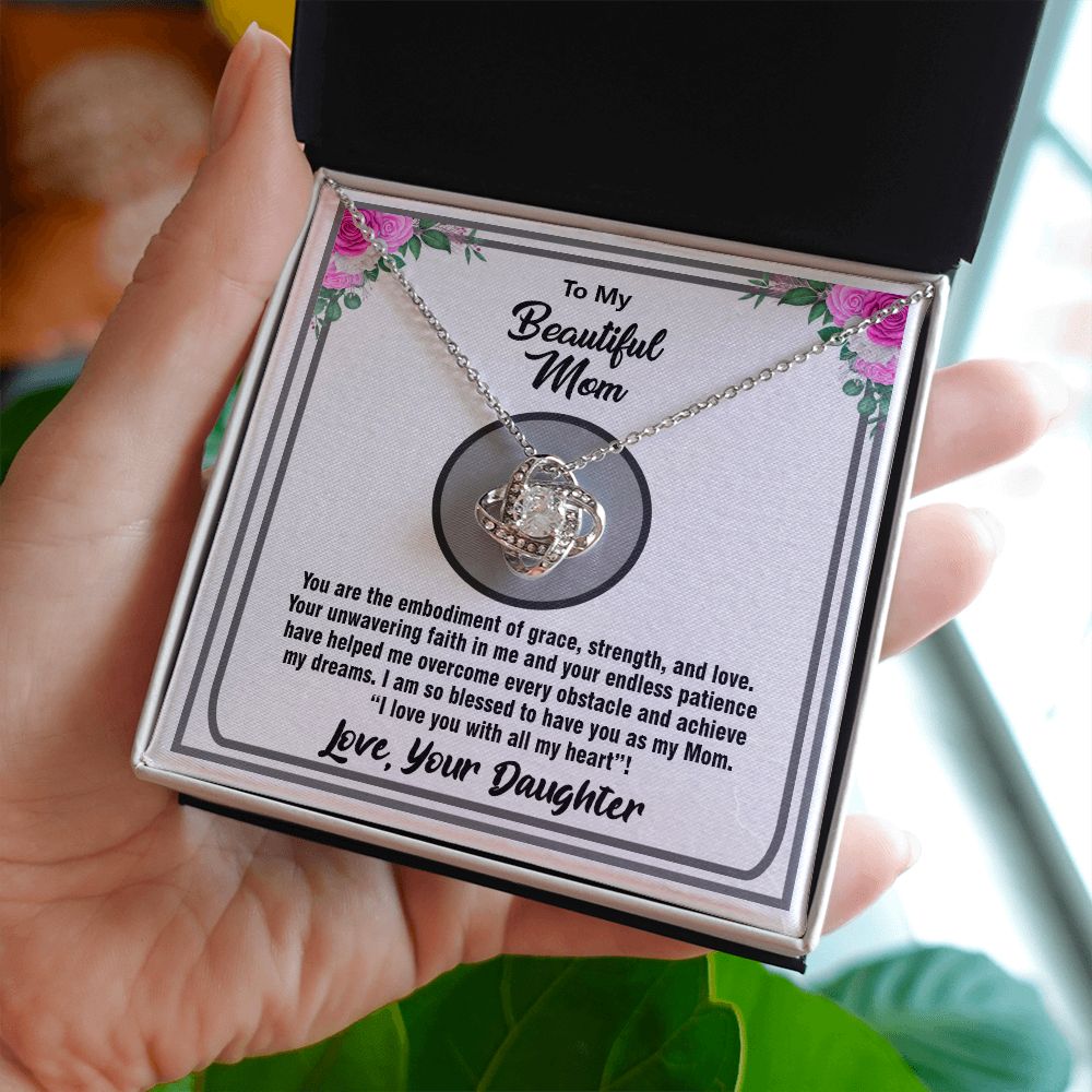 To My Beautiful Mom, Love Knot Necklace - YERTIZZ.COM