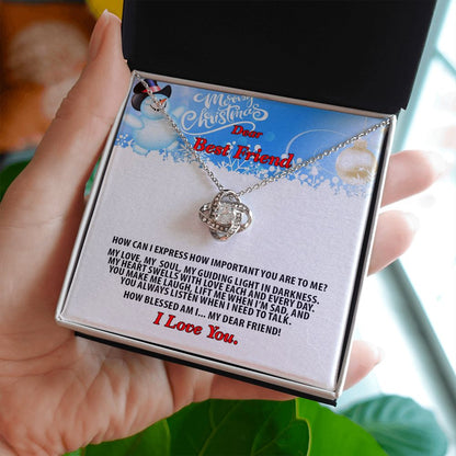Christmas, Dear Best Friend, I Love You, Love Knot Necklace, Jewelry Gift - YERTIZZ.COM