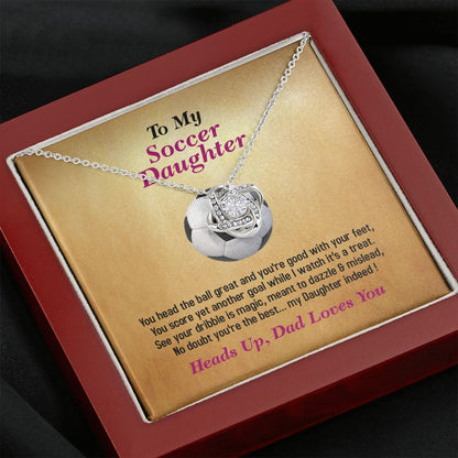 To My Soccer Daughter, Love Knot Necklace, Jewelry Gift - YERTIZZ.COM